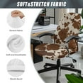 thumbnail image 5 of Renewold Brown Beige Cow Print Office Chair Slipcover Universal Rotating Boss Chair Cover Dustproof Desk Chair Protector Stretchable Fabric Cover with Elatic Bottom, S, 5 of 7