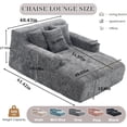 thumbnail image 2 of Chaise Lounge Chair Indoor, Oversized Boneless Sleeper Sofa Bed with 3 Pillows and Storage Pockets,Comfy Chenille Cloud Couch,Modern Deep Seat Reading Chair for Living Room, 2 of 7