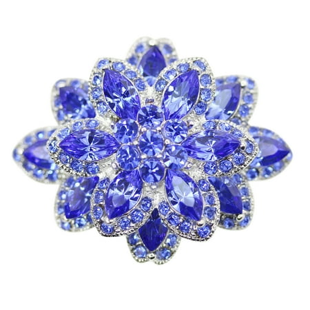 - Faship Gorgeous Black Crystal Chunky Floral Pin Brooch