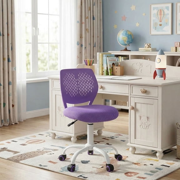 Kadyn Task Office Chair,Home Office Chair,Computer Task Chair,Ergonomic Children Study Chair with Adjustable Height-Purple