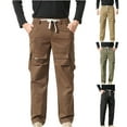 thumbnail image 1 of Sentmoon Cargo Pants Men Mens Pants Casual Men's Fashion Solid Color Multi Pocket Workwear Protection Casual Straight Leg Pants for Travel and Lightweight Packing Khaki L, 1 of 8