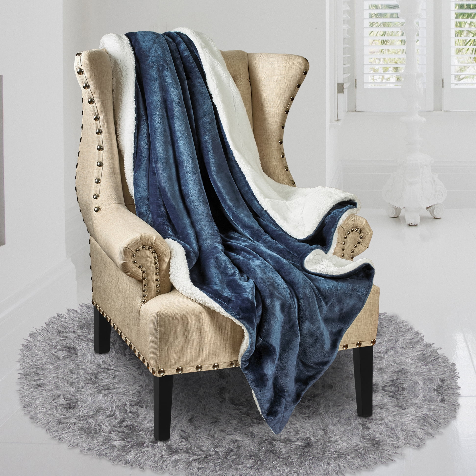 Genteele Super Soft Luxurious Sherpa Throw Blanket 60 X 70