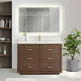thumbnail image 3 of Porto 48" Aged Dark Brown Oak Single Bath Vanity with Fish Maw White Quartz, 3 of 15