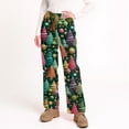 thumbnail image 5 of WTOBBY Women's Soft Plush Christmas Snowflake Tree Print Pajama Bottoms - Festive Holiday Sleepwear with Warm Fleece Lining for Winter Home Lounge and Casual Wear,Dark Green L, 5 of 5