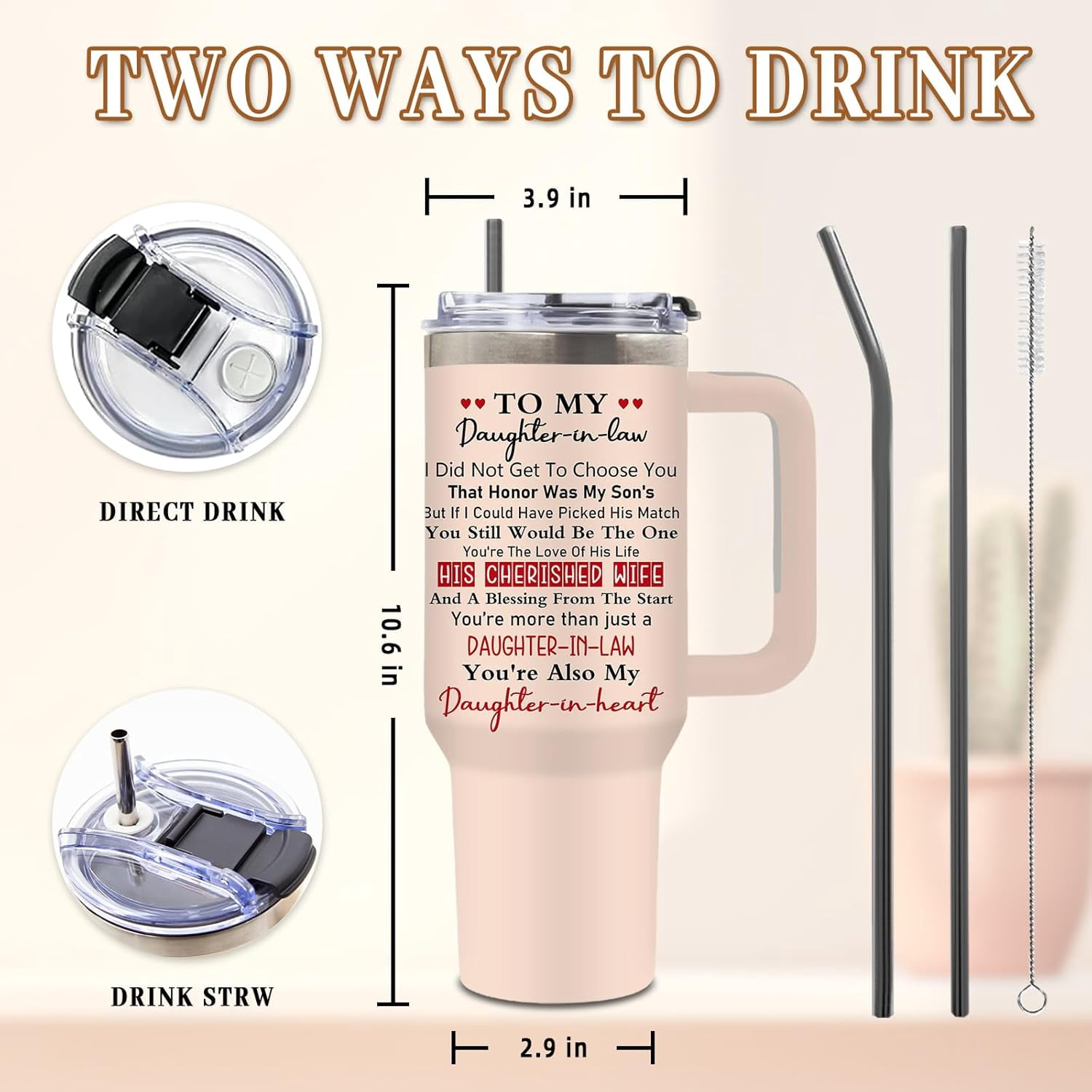Niece Gifts from Auntie, Birthday Tumbler for Women, Christmas Graduation Gift for Nieces Adult, To My Niece, 40 Oz Tumbler with Handle Lids and Straw Christmas Gifts, 1PCS