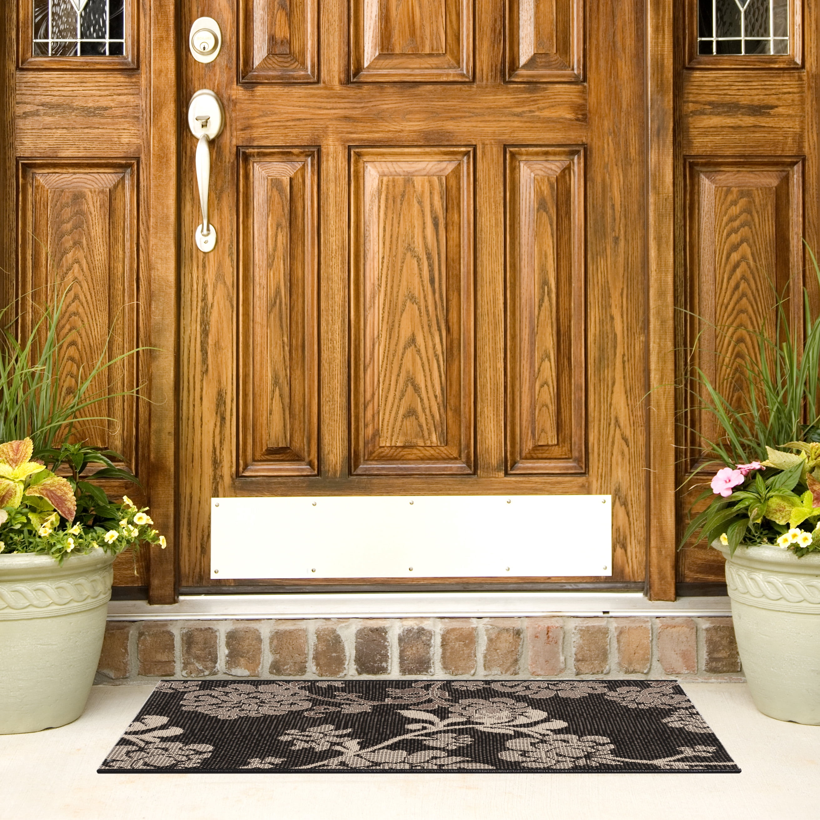 SAFAVIEH Courtyard Cindy Floral Indoor/Outdoor Area Rug, 5'3" x 7'7", Black Natural/Brown