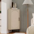 thumbnail image 5 of HIUU Small Corner Cabinet with Rattan Doors,Slim Bathroom Storage Cabinet,Freestanding Corner Table with Storage(Natural), 5 of 8