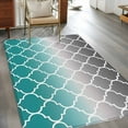 thumbnail image 4 of 2.7x5 Area Rugs, Teal Grey Ombre Morocco Pattern Non-Skid Rubber Backing Large Rectangle Rugs - Living Room Bedroom Home Office, Modern Moroccan Geometric Indoor Floor Mat Carpets Washable Rug, 4 of 9