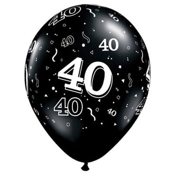 LOONBALLOON Birthday-age-related Balloons, 11″ 40-A-ROUND - ONYX BLACK