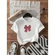 thumbnail image 1 of A Casual And Simple Short-Sleeved Top for Teenage Girls Featuring a Bow Print Design, This Is a Cropped T-Shirt., 1 of 5