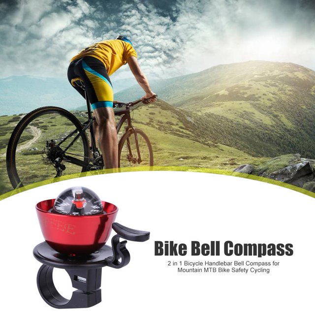 2 en 1 bicicleta manillar campana brújula para MTB bicicleta seguridad ciclismo (rojo)
