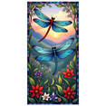 thumbnail image 2 of Stained Glass Dragonfly Banner Floral Design Decorative Nature Theme for Outdoor Decorations Garden Parties Nature Lovers, 2 of 6
