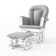 Child Craft Tranquil Glider Rocker and Ottoman Set, Matte White/ Gray
