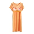 thumbnail image 5 of Cute Nightgowns for Women New Women's Cotton T-Shirt Nightgown Short Sleeve Crewneck Sleepshirts Soft Comfy Casual Loose Fitted Nightdress Orange 4XL, 5 of 8
