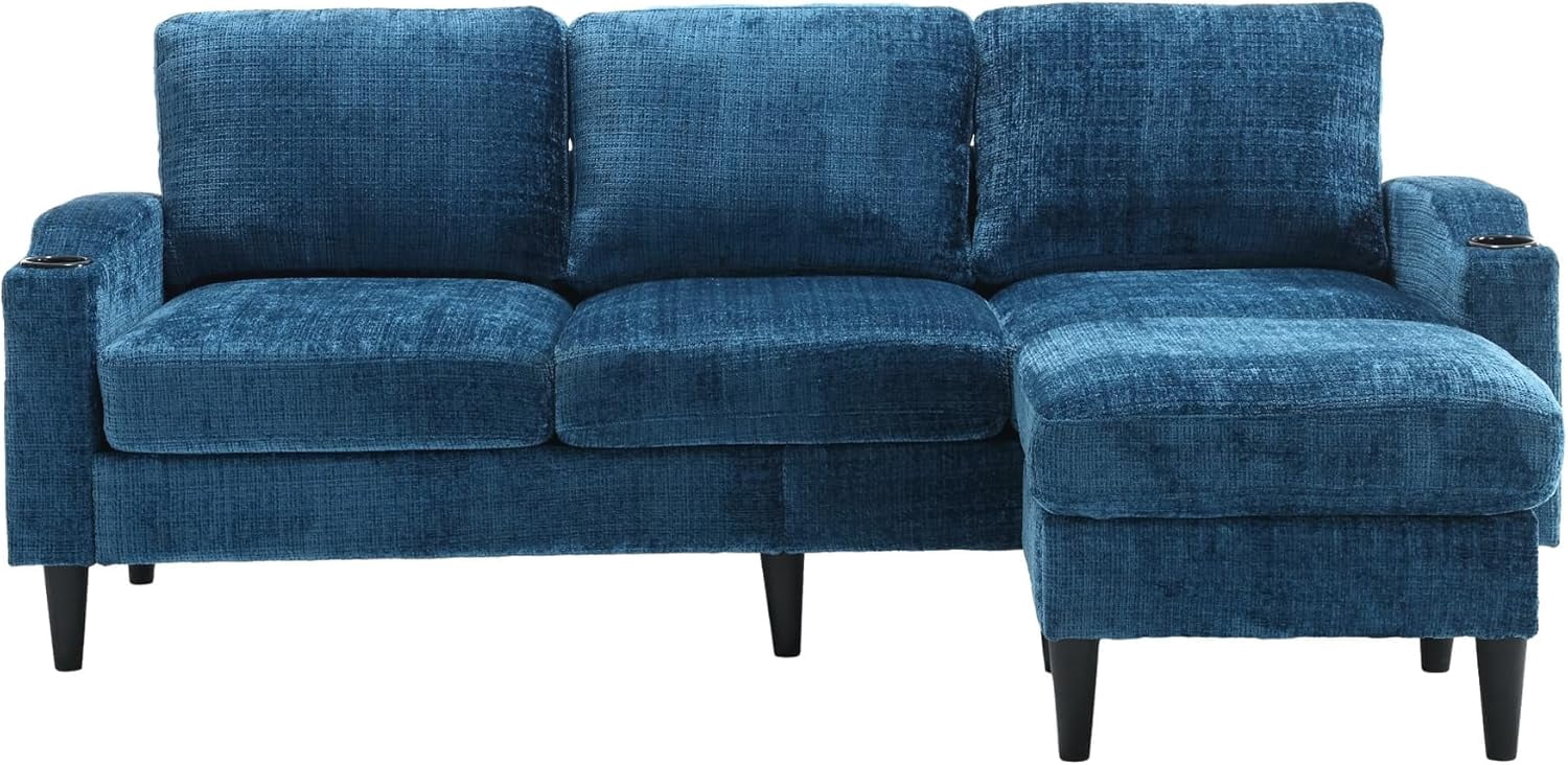 MOONMISS sofa 77.36" 3-seat, L -Shaped Sofa with Movable Ottoman for Living Room,Teal