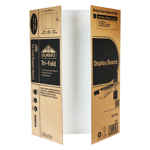 Elmer's, TriFold Corrugated Display Board, White 1 ea