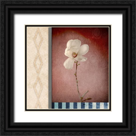 LightBoxJournal 12x12 Black Ornate Wood Framed with Double Matting Museum Art Print Titled - Magnolia Diamond 1