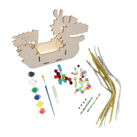 KLKCMS Wooden Dragon Boat Craft Kit 3D Puzzle for Home Wedding Dragon Boat Festival