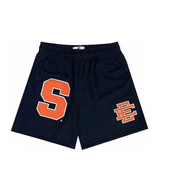 Pantalones cortos de gimnasio para hombre, Shorts clásicos de malla con estampado Floral, informales, para baloncesto y gimnasio, novedad de verano, 2024Navy S