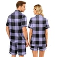 thumbnail image 5 of Dwelliawo Plaid Pajama Sets for Men with Pockets Lightweight 2 Piece Pajamas Mens Casual Short Sleeve Button-Down Shirts and Shorts Loungewear Outfits Black S, 5 of 5