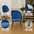 thumbnail image 6 of Modern Navy Blue Velvet Dining Chairs - 4-Piece with Black Metal Legs & Non-Slip Pads, 6 of 8