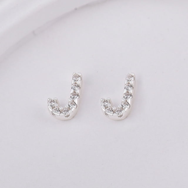 Pendientes de plata de ley s925 con forma de mini diamantes y 26 letras en inglés, con circonitas y diamantes, estilo coreano, para mujer