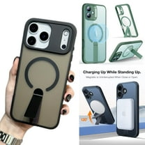 For Apple iPhone 17 Pro Max Kickstand Case Magnetic Frosted TPU Slim Shockproof Protective Phone Cover [Black]
