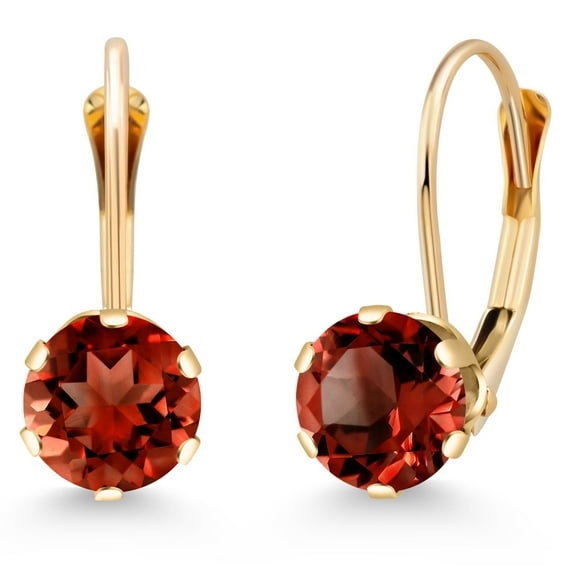 Gem Stone King 14K Yellow Gold 6MM Round Birthstone Gemstone Leverback Dangle Earrings for Women
