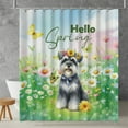 thumbnail image 2 of Schnauzer Hello Spring Time Flower Floral Nature Shower Curtain Miniature Schnauzer Dog Lover Waterproof Bathroom Bathtub Curtain - 02031, 2 of 5