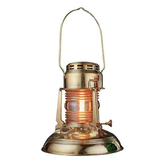 Kings County Tools 8” Tall Railroad-Style Oil Lamp with Brass Body