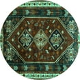 thumbnail image 1 of Ahgly Company Machine Washable Indoor Round Persian Turquoise Blue Traditional Area Rugs, 5' Round, 1 of 4