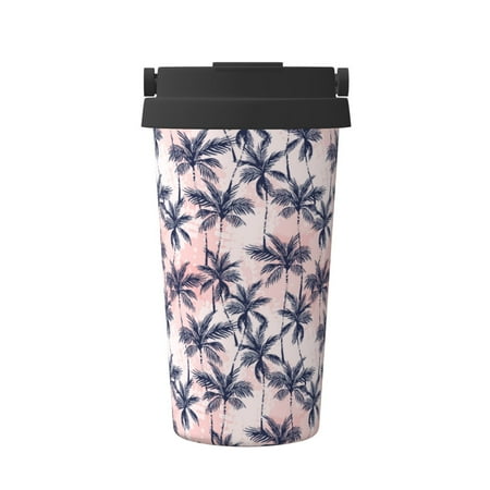

Pofeuu Tropics Palm Trees Print Coffee Mug Iced Coffee Tumbler Cup Double Wall Vacuum Leak-Proof Thermos Mug CoffeeThermos Travel Mug