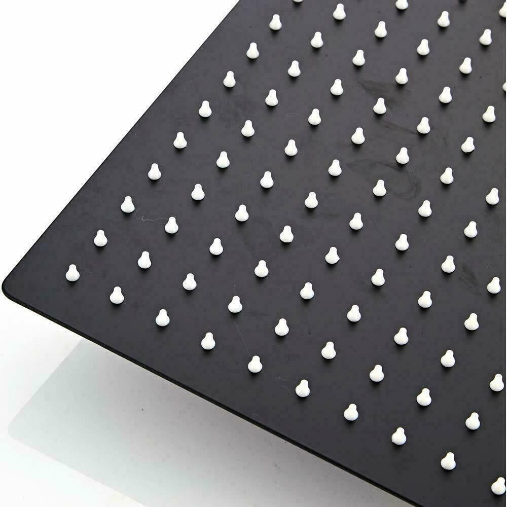 Black 16" Rain Shower Head Ultra thin Square Rainfall Sprayer Ceiling/Wall Mount
