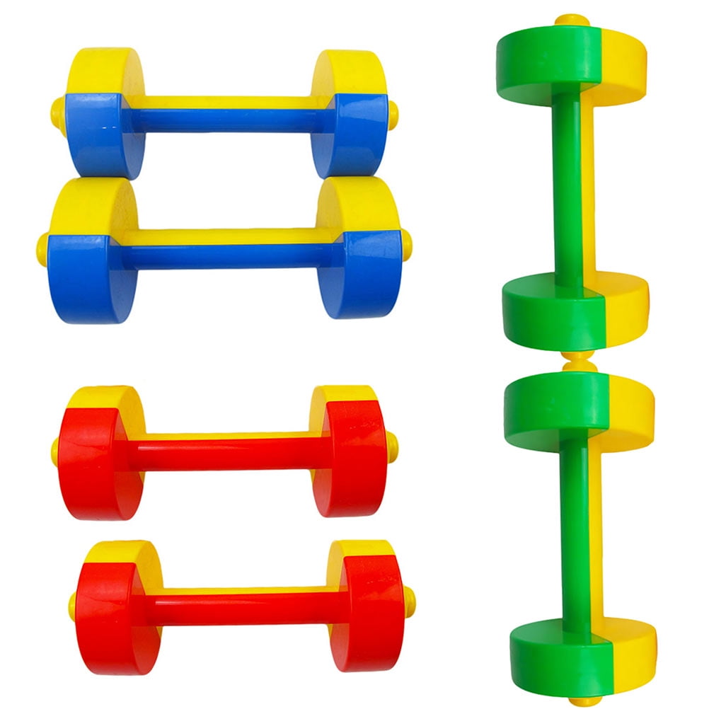 3 Pairs Kids Morning Exercise Barbells Plastic Dumbbells Kid Exercise Supplies (Random Color