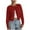 Red, variant on Cropped Cardigan Sweater for Women Long Sleeve Crewneck Solid Button Down Knit Coat Black L