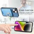 thumbnail image 3 of Case Designed for iPhone 12, Classic Business Anti-falling Detachable Magnetic Card Holder Bag Support Car Magnetic Mount with Finger Ring Kicktand Phone Case Cover - Blue, 3 of 11