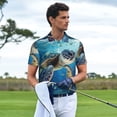 thumbnail image 4 of Daiia Watercolor Turtle Pattern Men’s Polo Shirts,Solid Deck Shirt,Classic Fit, Breathable Cotton Polo for Casual and Sport Wear-Medium, 4 of 7