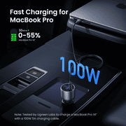 UGREEN 130W USB C Car Charger Adapter, Dual Port Fast Charging for Phones and Tablets