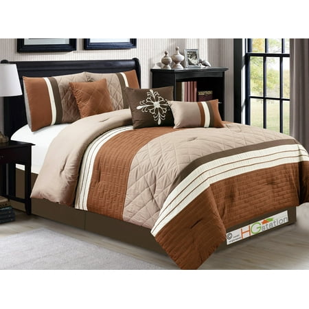 7-Pc Quilted Diamond Brick Rectangle Striped Comforter Set ...