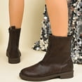 thumbnail image 3 of Ankle Boots for Women Vintage Leather Front Zipper Short Booties Round Toe Casual Riding Boots, 3 of 6