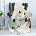 thumbnail image 4 of Korean Soft Flannel Fleece Throw Blanket, Traditional Musical Instruments Played by Men in Cultural Outfits Performing Arts, Cozy Plush for Indoor and Outdoor Use, 70" x 90", Multicolor, by Ambesonne, 4 of 5
