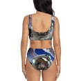 thumbnail image 3 of Rocae Astronaut in Outer Space for Bikini Set for Women Two Piece Sexy High Swimsuits Split Crossover Bikini, 3 of 9