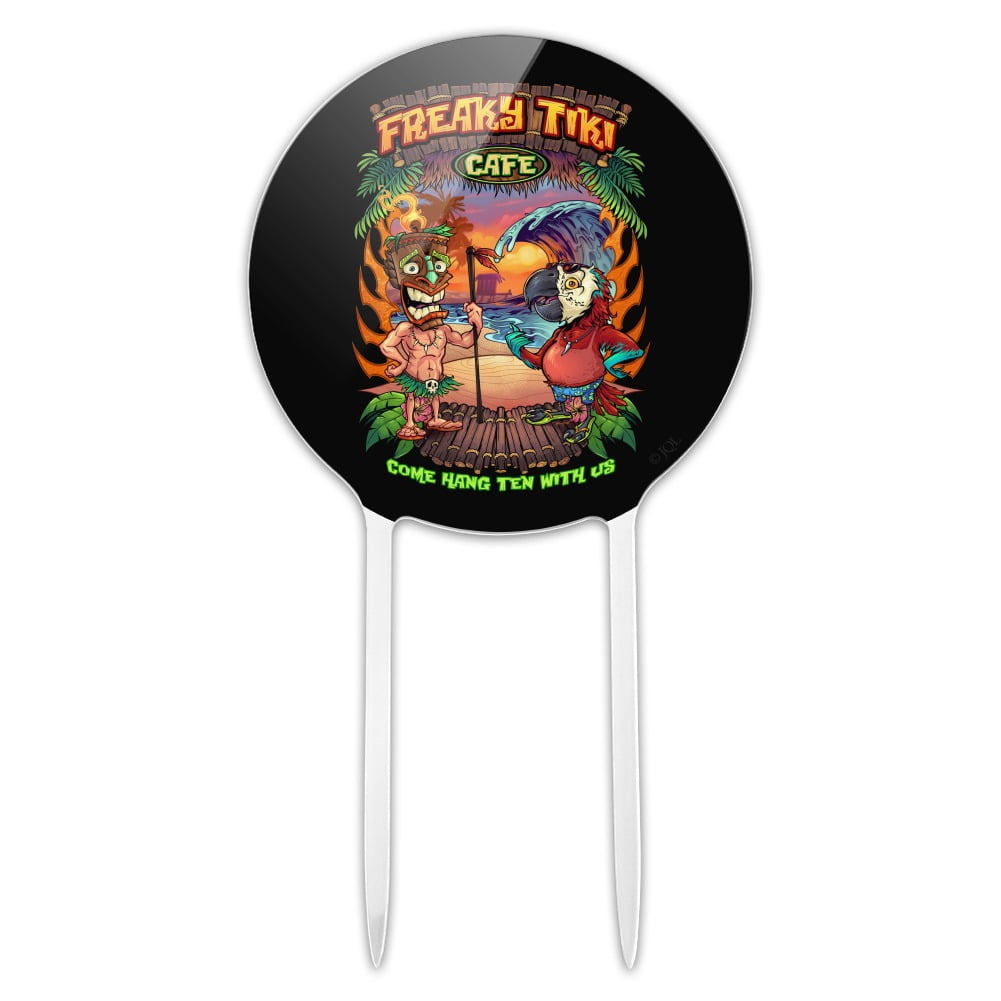 Acrylic Freaky Tiki Cafe Parrot Tropical Beach Island Cake Topper Party Decoration For Wedding Anniversary Birthday Graduation Walmart Com Walmart Com