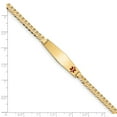 thumbnail image 3 of Real 14kt Yellow Gold Medical Soft Diamond Shape Red Enamel Flat Curb Link ID Chain Bracelet; for Adults and Teens; for Women and Men, 3 of 3