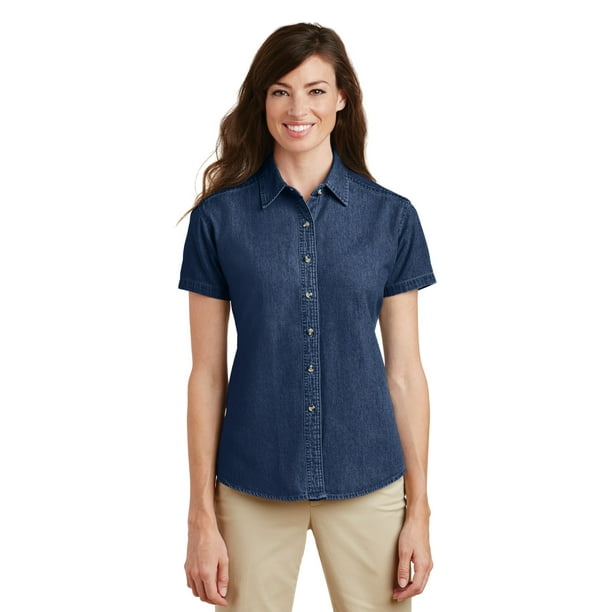 Port & Company Women's Short Sleeve Value Denim Shirt LSP11 - Walmart.com