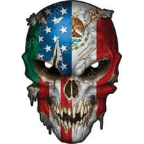 American Mexico Country Flag Skull Vinyl Decal Bumper Window Sticker Truck Car Peel and Stick