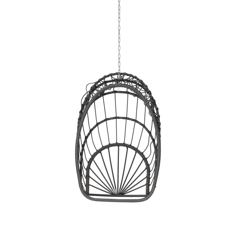 Hanging Egg Chair Without Stand, Indoor Outdoor Wicker Rattan Swing Egg Chair with Hanging Chain, Hammock Chair with UV Resistant Cushion