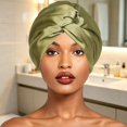 thumbnail image 2 of Gtoiithly Adjustable Silk Satin Hair Bonnet for Sleeping, Double Layer, Night Turban for Large Long Curly Braid Women Men Hair Light Green One Size, 2 of 4