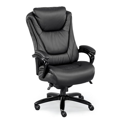 Ultra Collection Leather Big and Tall Executive Chair Black Top Grain Leather/High Gloss Black Frame