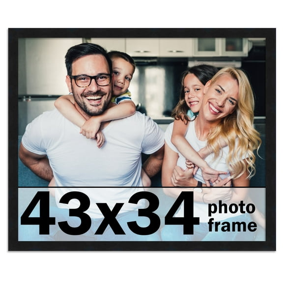43x34 Frame Black Solid Wood Picture Frame | 0.75 Inch Moulding Width | Includes UV Acrylic
